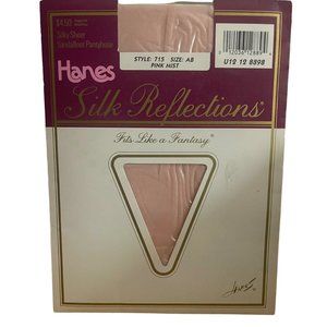 Vintage 1988 Hanes Silk Reflections sz AB Silky control top Pink Mist pantyhose